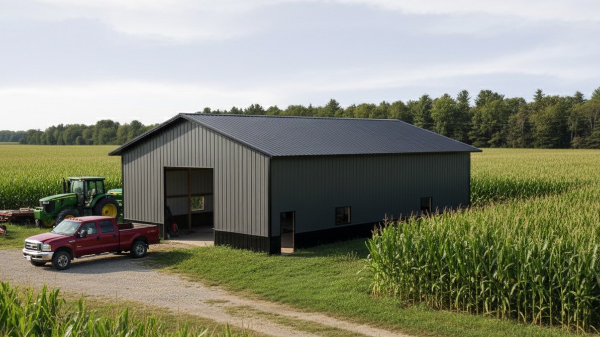 40×64×16 steel pole barn